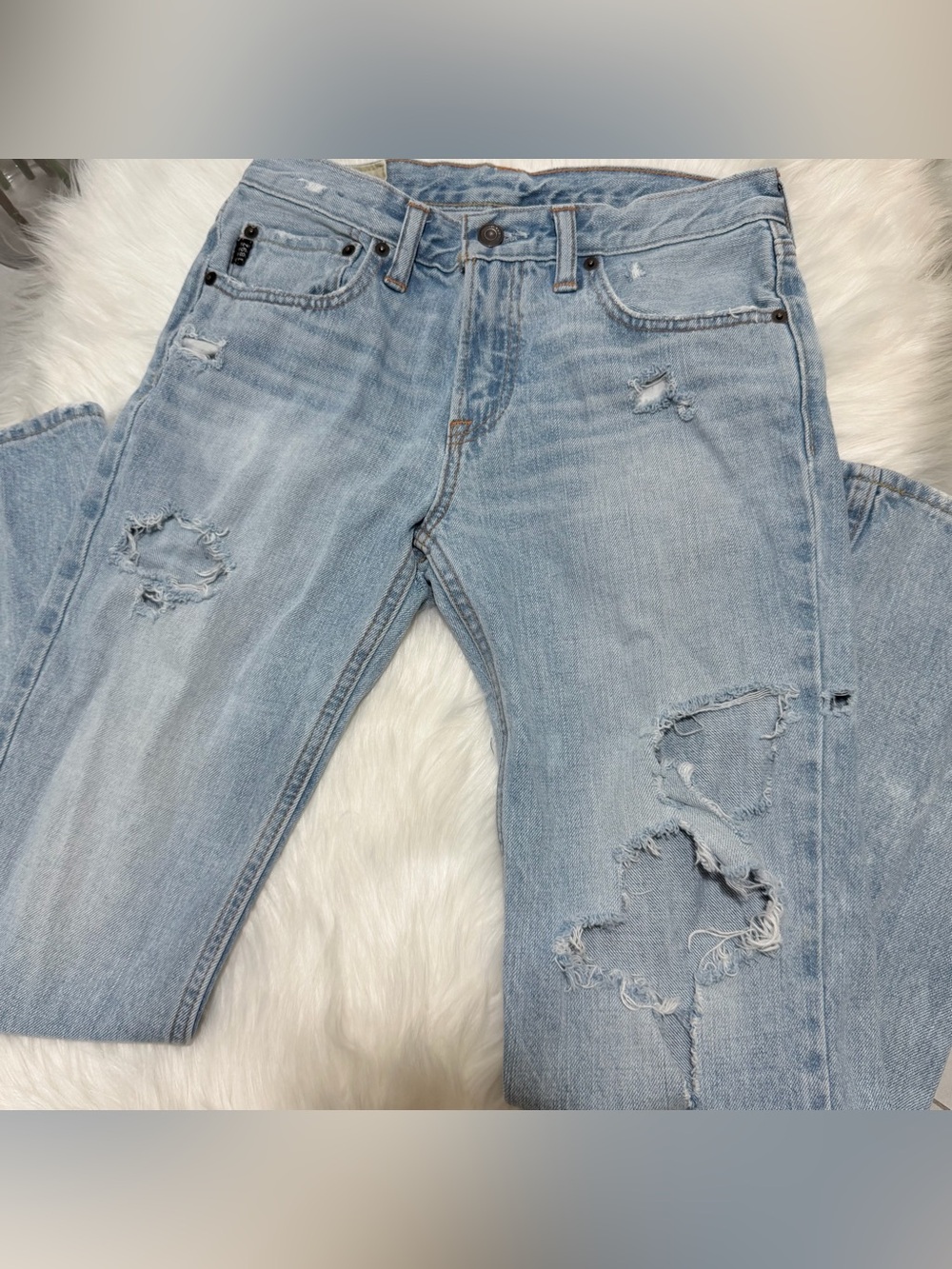 ✨ Abercrombie kids Distressed Slim Straight Light Blue Jeans Boys Size 16